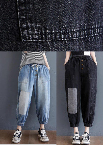 Blue Pockets Jeans Summer Cotton Pants