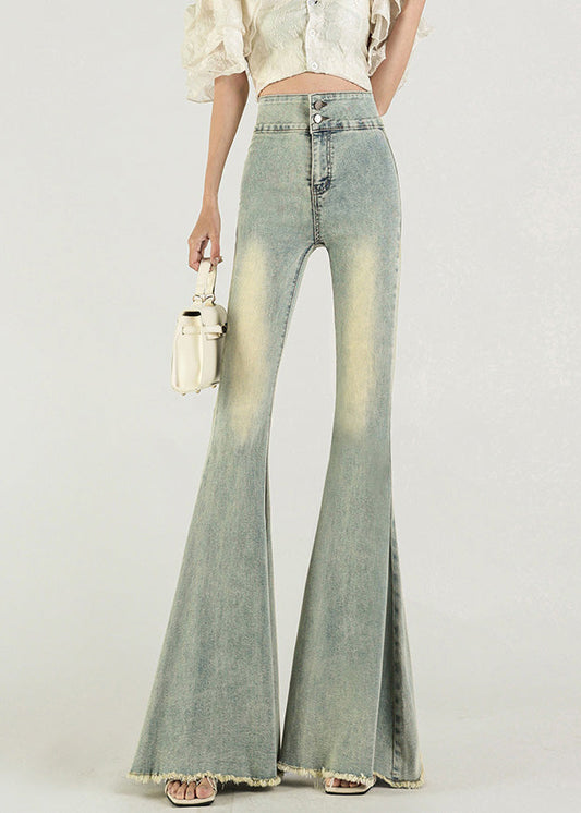 Original Design Light Blue High Waist Denim Flared Trousers Fall