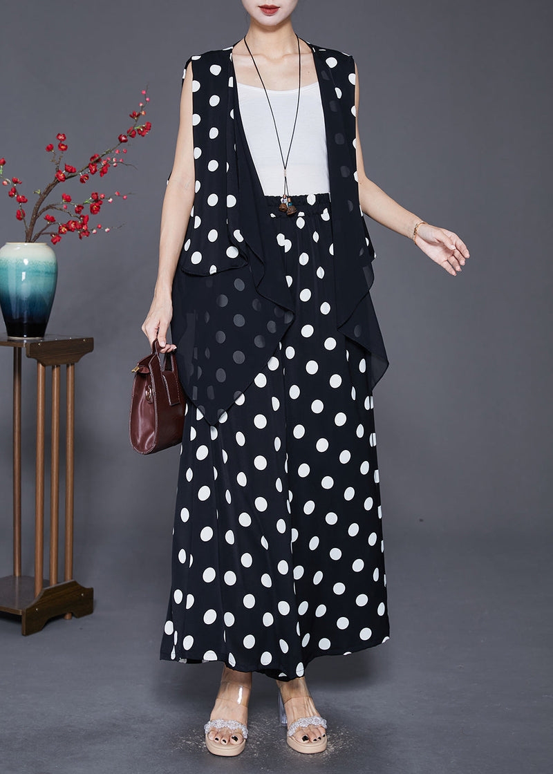 Black Asymmetrical Patchwork Cotton Two Pieces Set Fall
