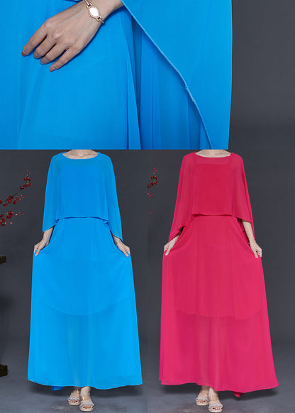 Blue Original Design Chiffon Two Pieces Set Fall