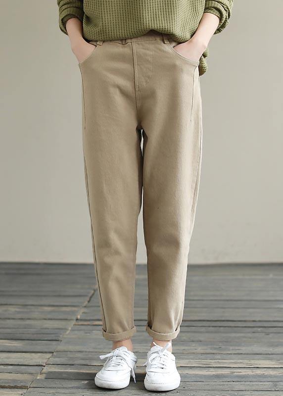 Unique Spring Chothes Clothing Khaki Elastic Waist Jeans