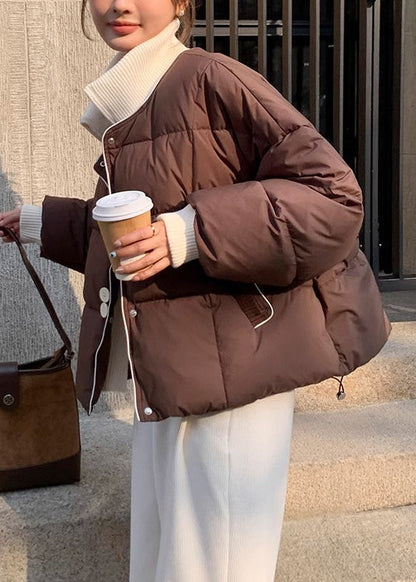 Coffee Stand Collar False Two Pieces Fine Cotton Filled Short Winter Coats