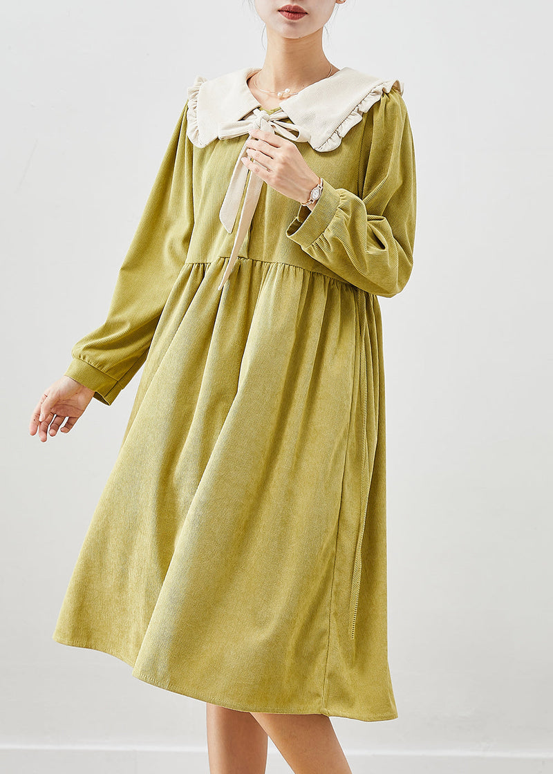Grass Green Oversized Corduroy Dress Fall