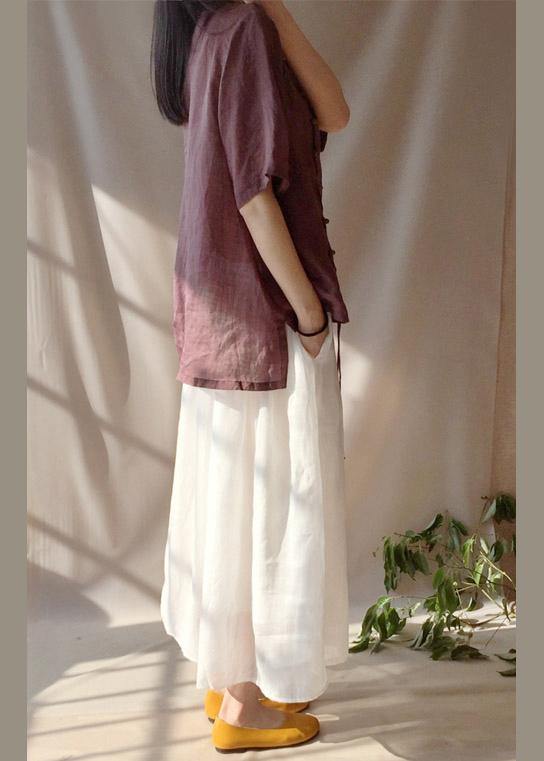 French Chocolate Shirts Stand Collar Asymmetric Baggy Blouse