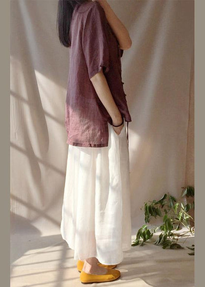 French Chocolate Shirts Stand Collar Asymmetric Baggy Blouse