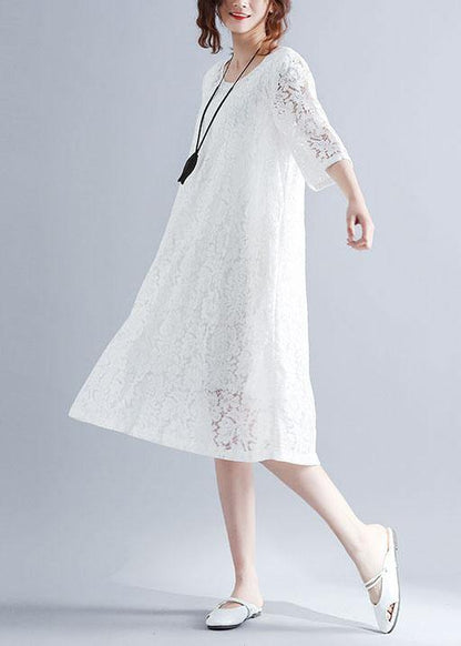 Black Loose Lace Summer Half Sleeve Summer Dress