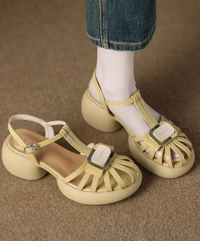 Yellow Sandals Platform Faux Leather Sandals