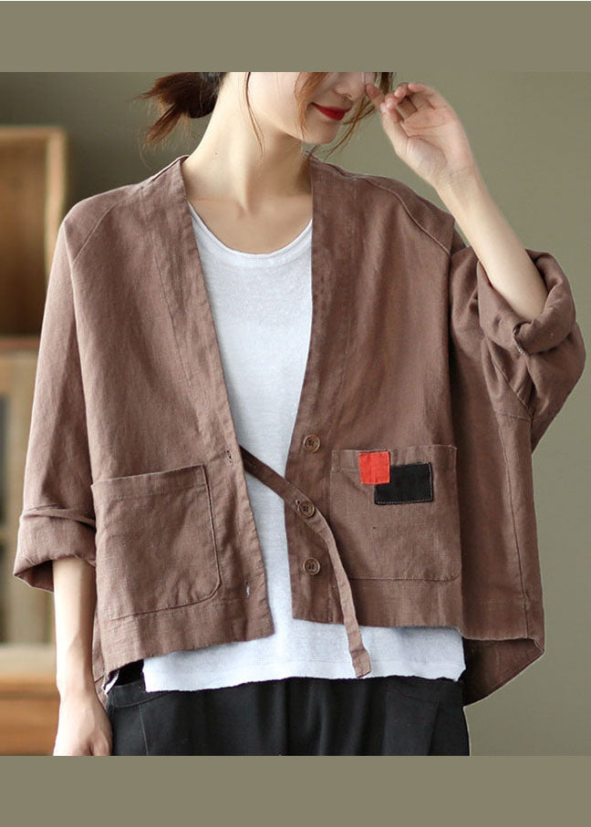 Chocolate V Neck Coat Spring