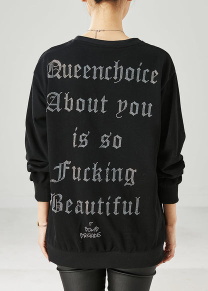 Diy Black Oversized Cotton Pullover Spring