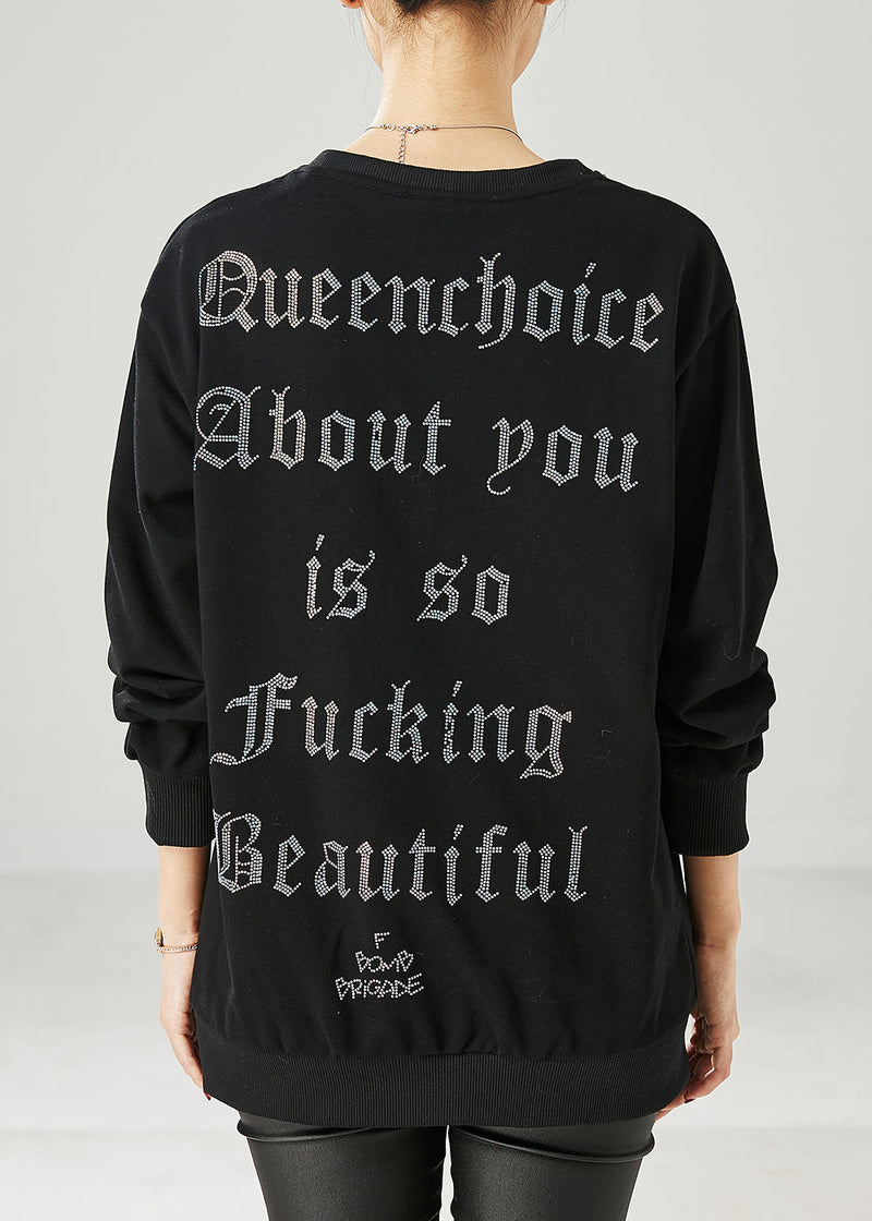Diy Black Oversized Cotton Pullover Spring