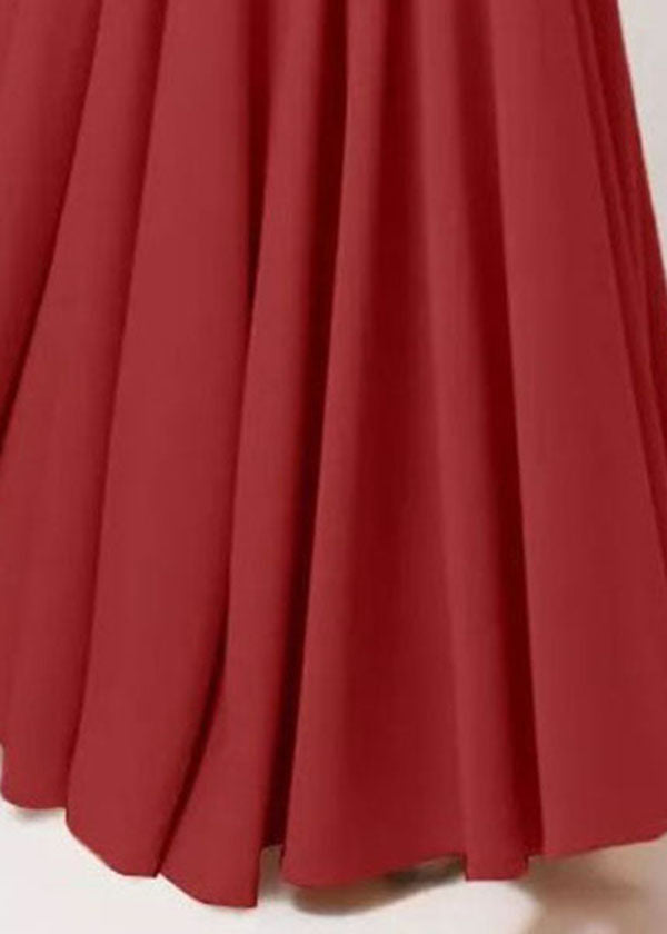 Color A-line Elastic Waist Swing Skirts With Pocket