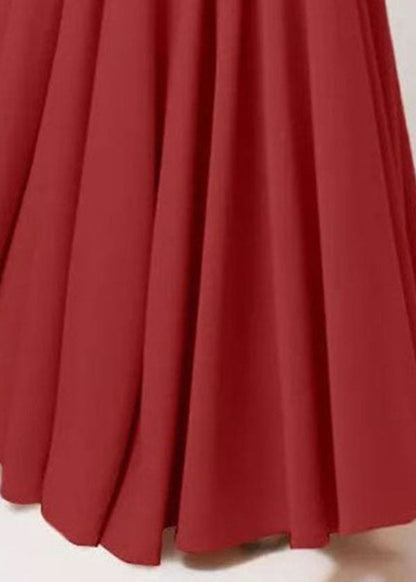 Color A-line Elastic Waist Swing Skirts With Pocket