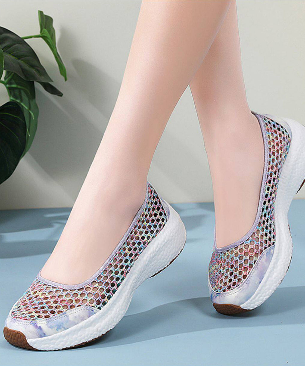 Knit Fabric Flat Shoes for Hollow Out Flat Shoes for