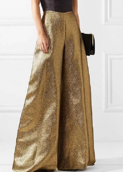 Gold Cold Shoulder Patchwork Wide Leg Jumpsuit Summer