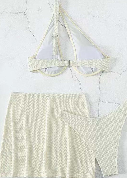 White One-shoulder Bikini Swimwear Set