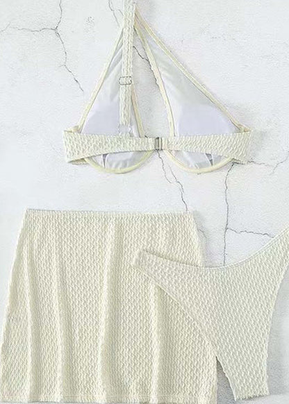 White One-shoulder Bikini Swimwear Set