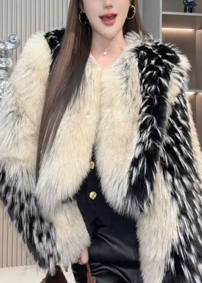 Khaki Oversized Warm Faux Fox Fur Jacket Winter
