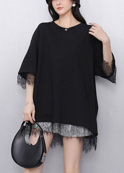 Black O-neck T Shirt Short Sleeve