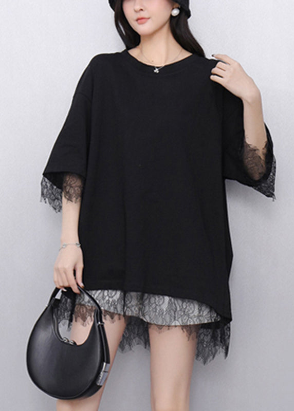Black O-neck T Shirt Short Sleeve