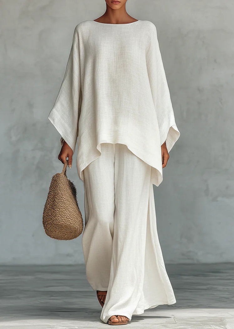 White Oversized Linen Two Piece Set Spring