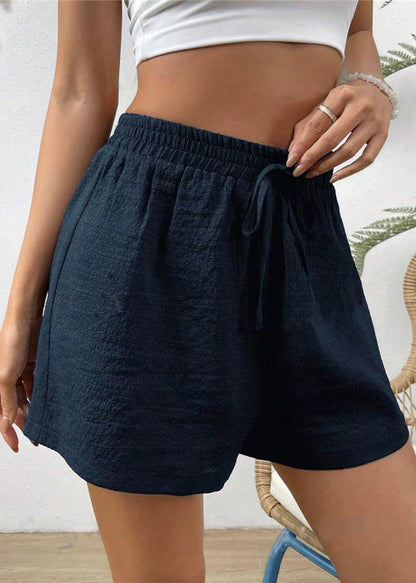 Navy Elastic Waist Sports Shorts Summer