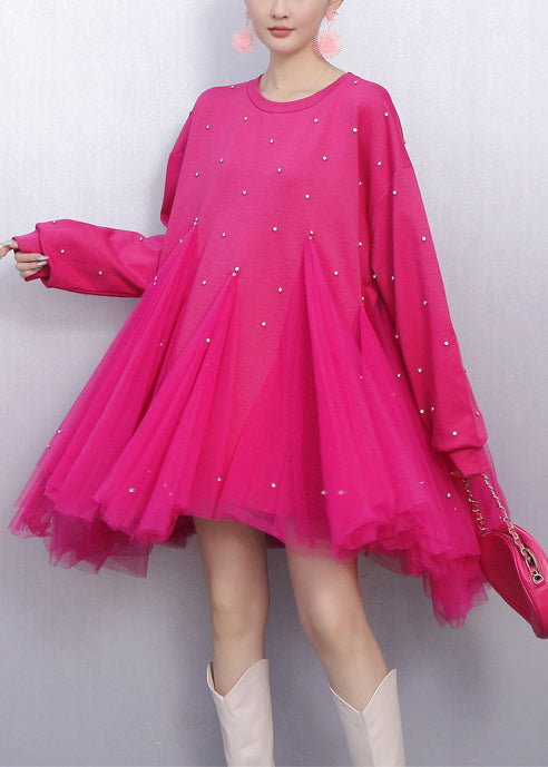 Rose Oversized Patchwork Tulle Holiday Dress Spring