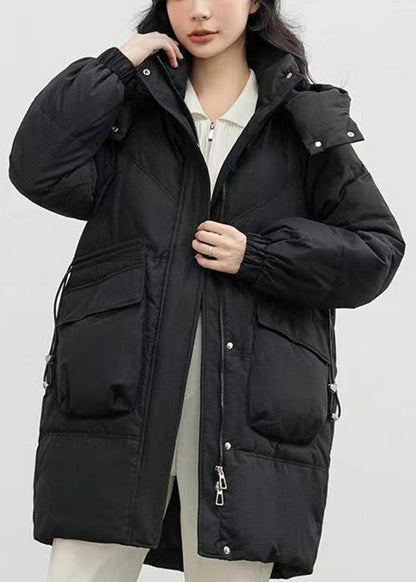 Red Hooded Pockets Fine Cotton Filled Coat Winter