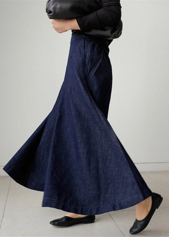 Blue Pockets Wide Leg Denim Pants Spring