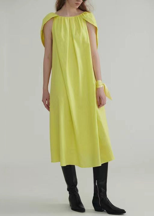 Light Green Linen Dress Ruffled Short Sleeve