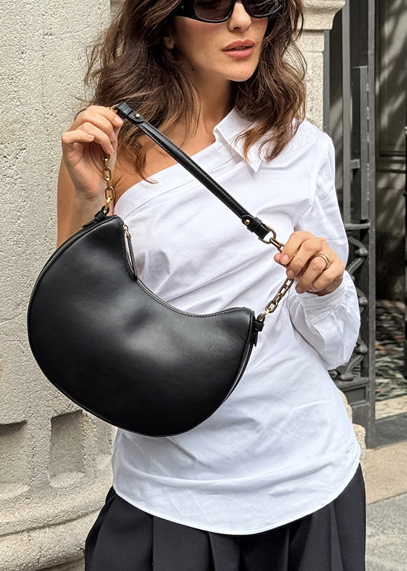 Original Design White One-shoulder Cotton Shirt Fall