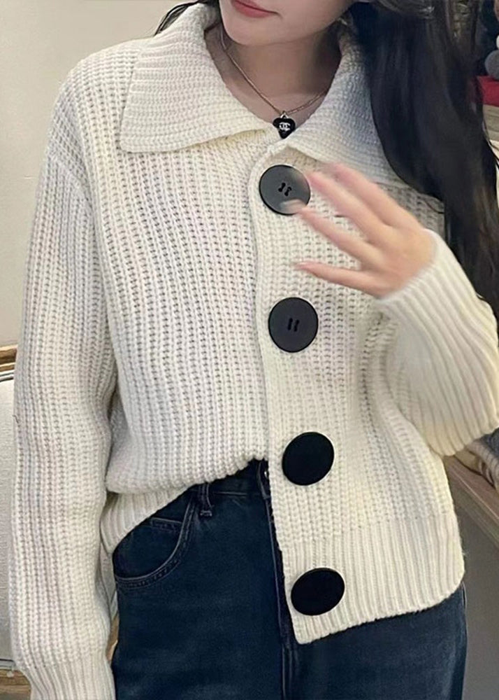 Grey Peter Pan Collar Button Knit Cardigan Spring