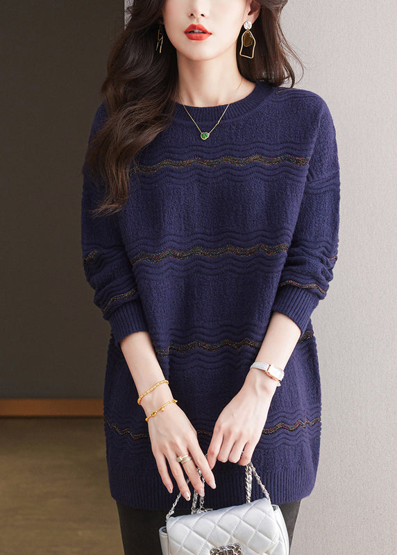 Coffee O Neck Woolen Mid Sweater Spring