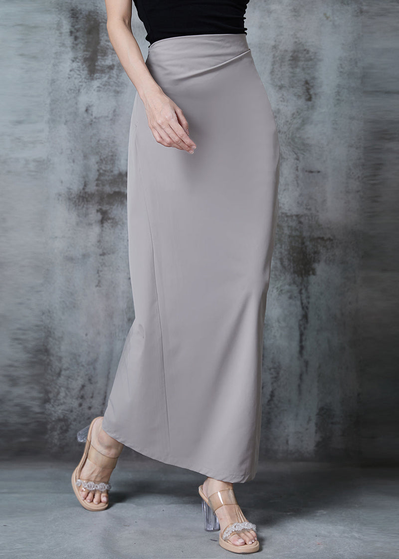 Grey Side Open Silm Fit Spandex Wraped Skirts Fall