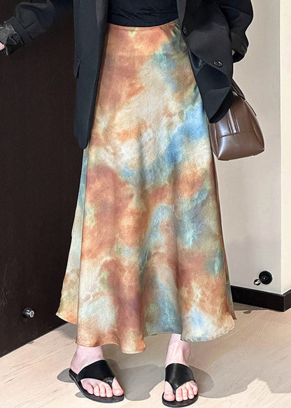 Gradient Color Tie Dye High Waist Skirt Fall