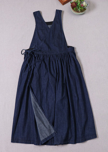 Boutique Blue Cinched Pockets Denim Mini Dresses Spring