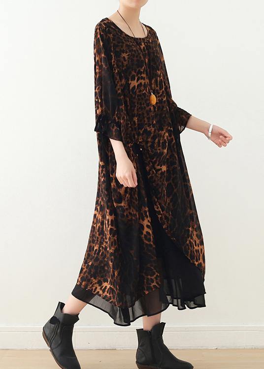 Loose Large Irregular Leopard Chiffon Dress
