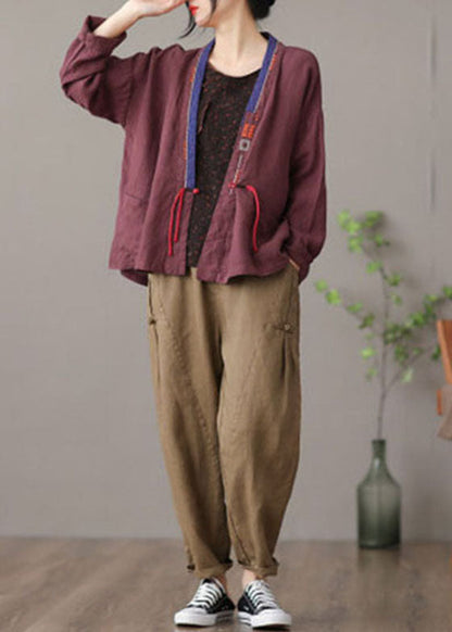 Mulberry Embroideried Patchwork Loose Coat Spring