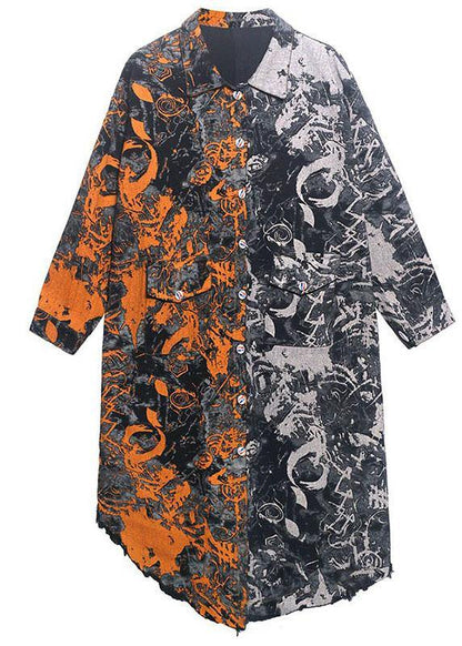 Art Pockets Button Asymmetrical Design Fall Hoodie Coat Long Sleeve