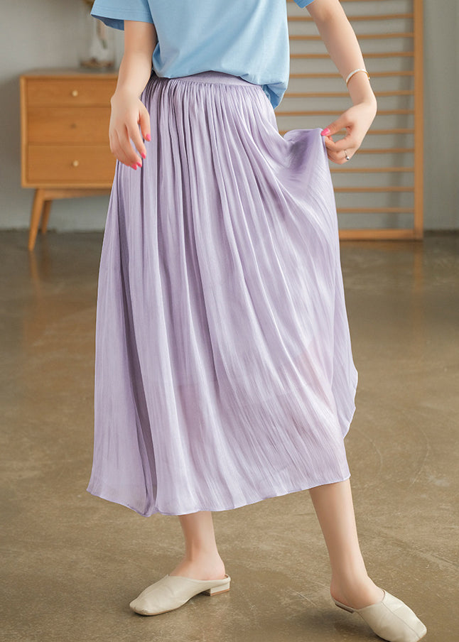 Apricot Elastic Waist Exra Large Hem Silk Skirts Summer