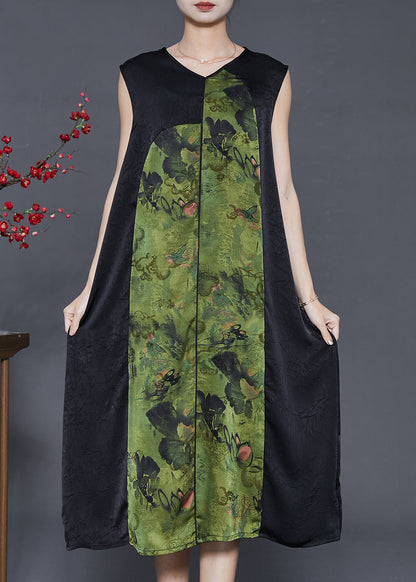 Boutique Green Oversized Print Silk Two Piece Set Clothing Spring