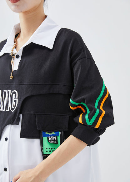 Italian Colorblock Oversized Patchwork Cotton Sweatshirt Fall