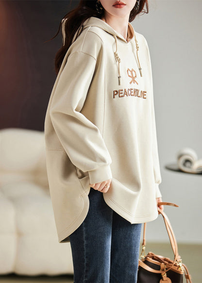 Apricot Embroideried Cotton Sweatshirts Top Spring