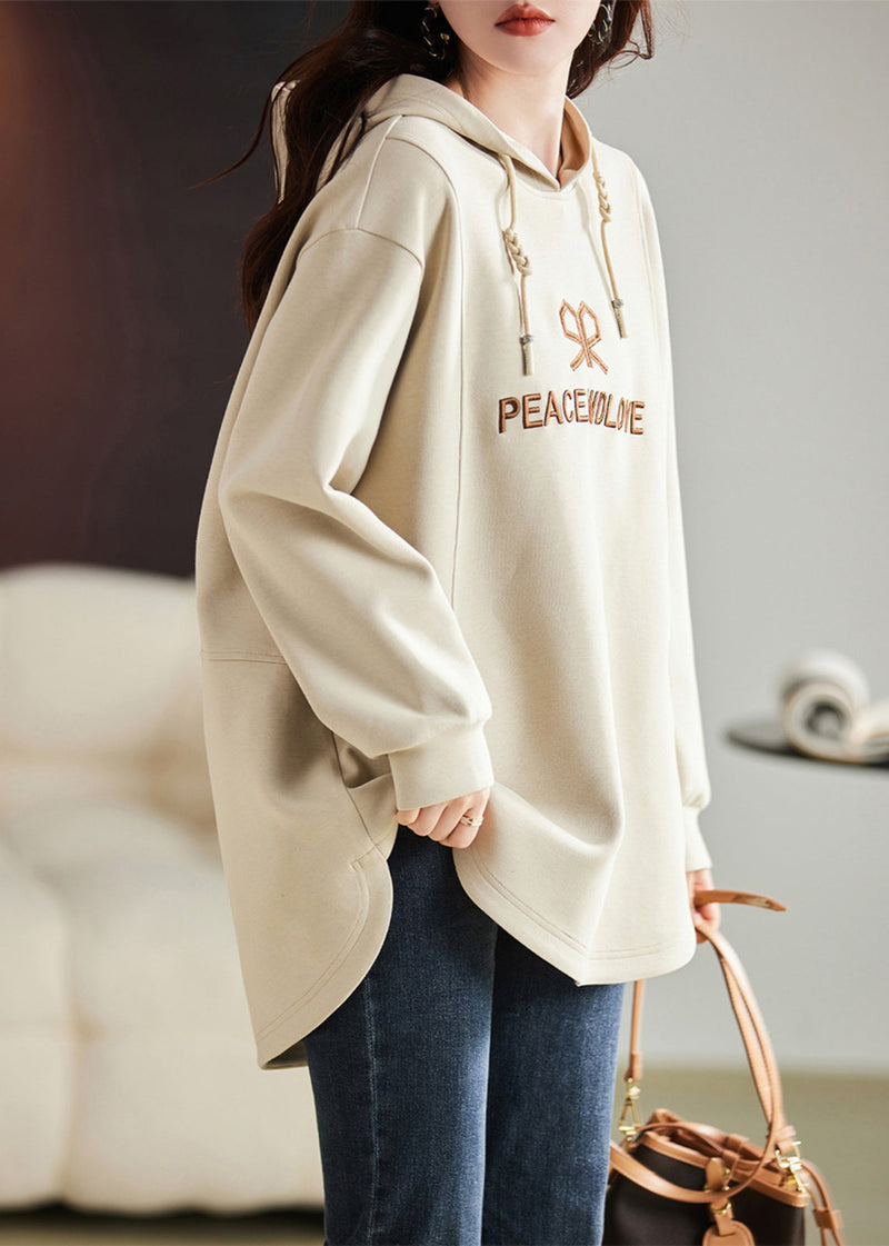 Apricot Embroideried Cotton Sweatshirts Top Spring