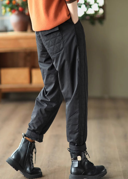 Coffee Oversized Warm Fine Cotton Filled Harem Pants Winter
