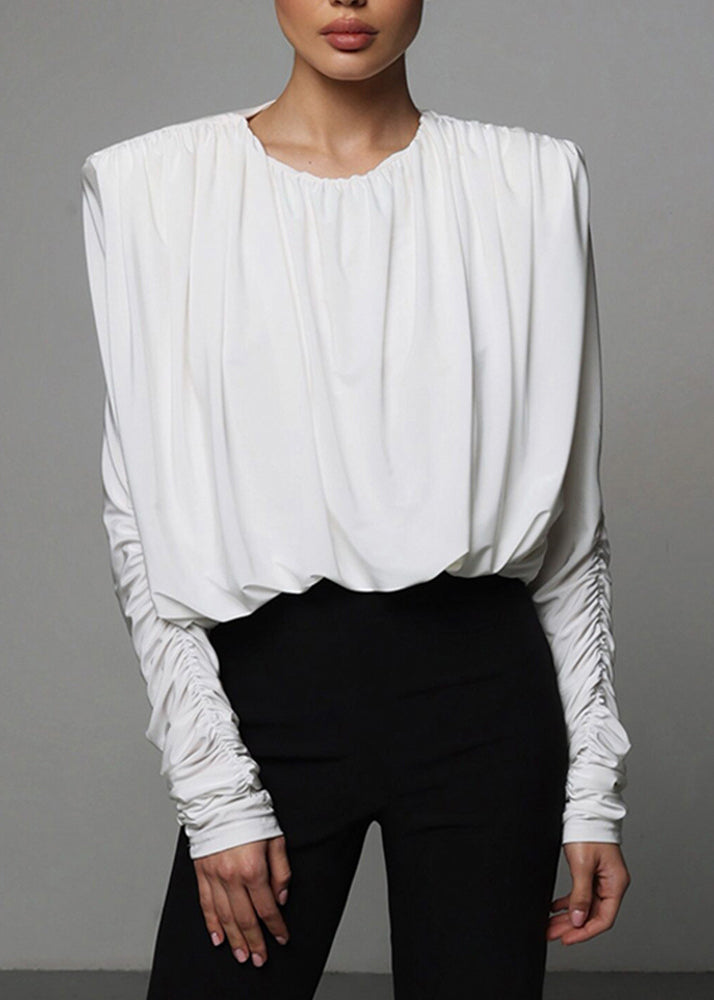White Wrinkled Patchwork Bodysuit