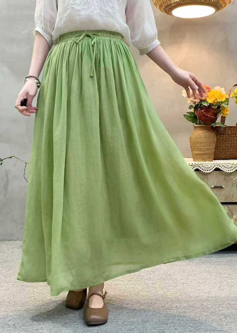 White Elastic Waist Wrinkled Linen Skirts Summer