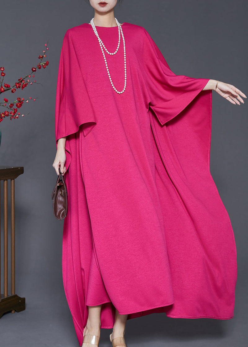 Rose Oversized Cotton Maxi Dress Cloak Sleeves