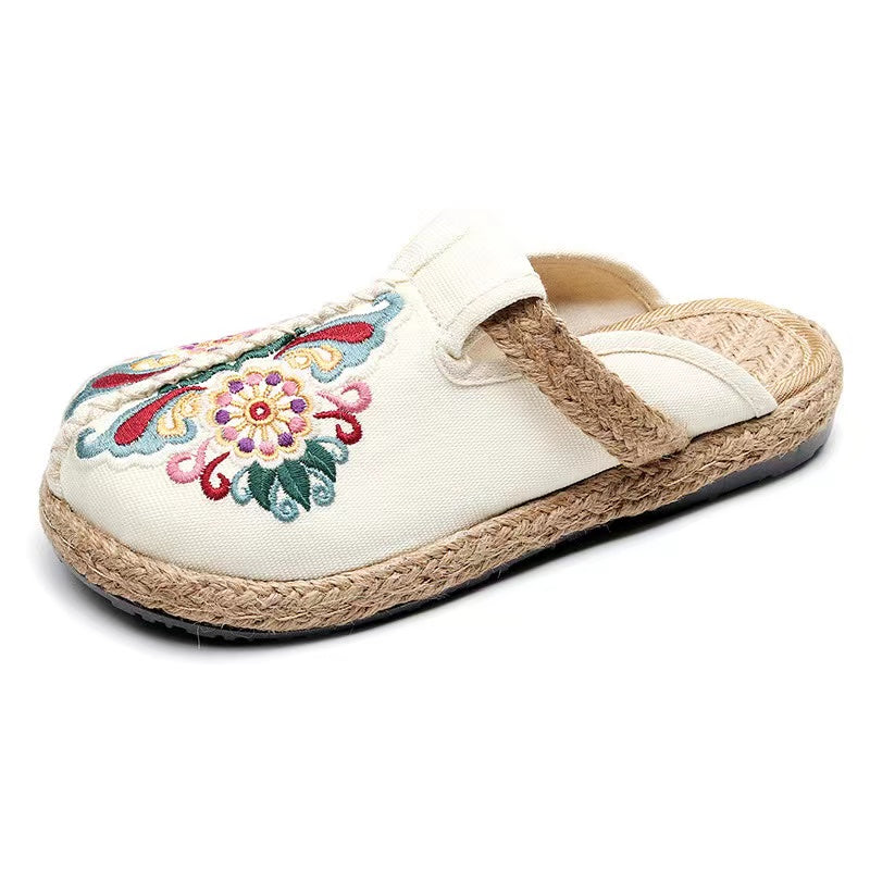 Linen Shoes Flip Flop Flats