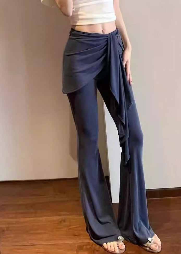 Blue Butt Scrunch Fake Two Pieces Flare Leggings