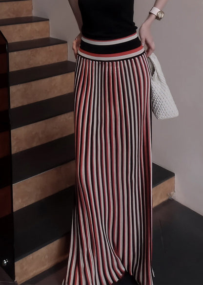 Red Striped Silm Fit Holiday Straight Skirts Spring